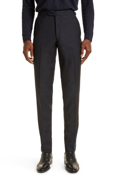 Tailored Wool Blend Tuxedo Trousers