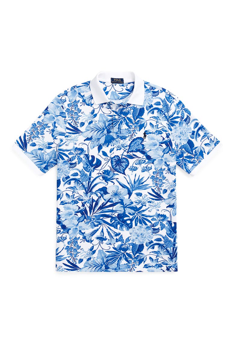 Floral Mesh Polo, Alternate, color, JARDIN FLORAL/WHITE
