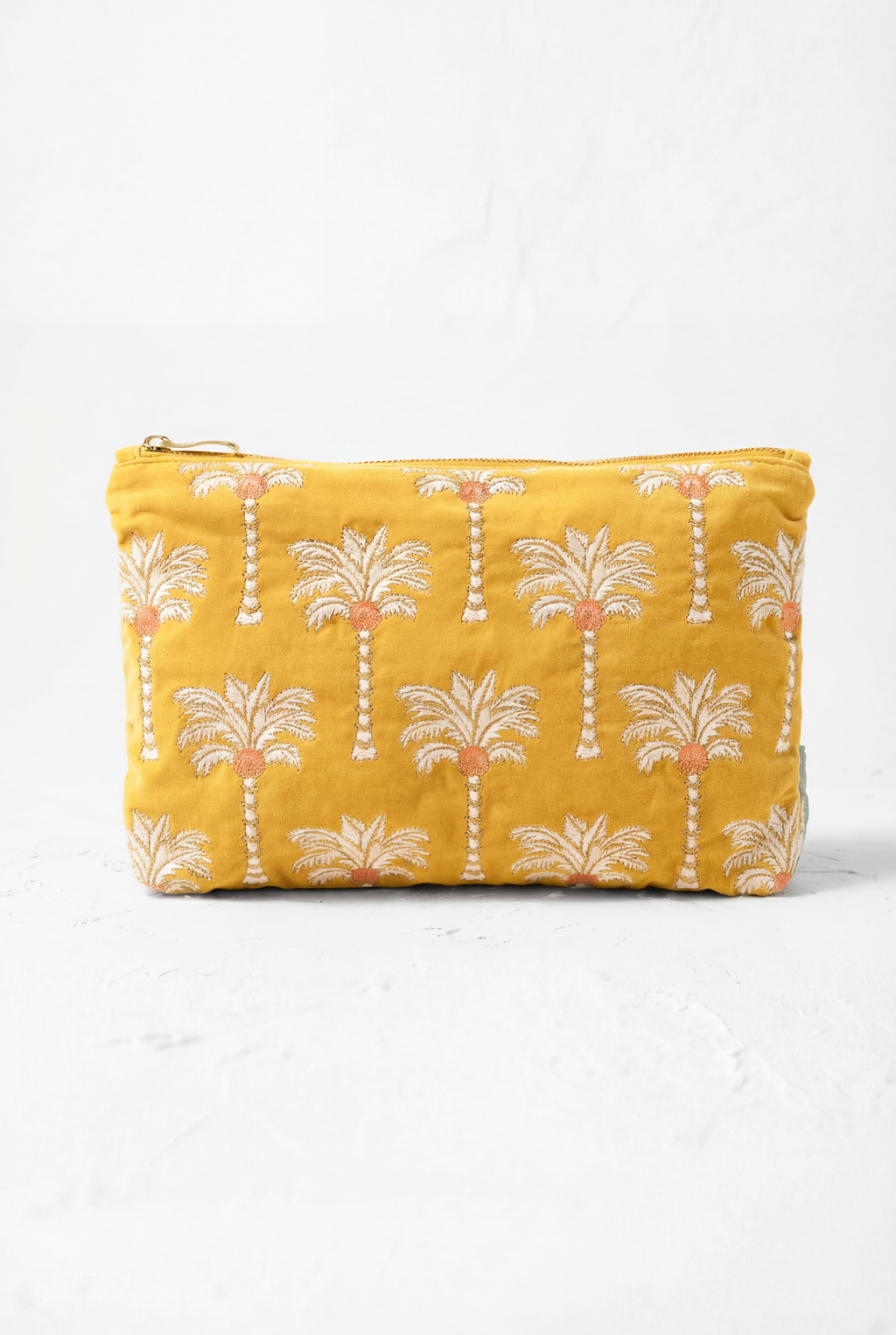 Elizabeth Scarlett Sunrise Palms Everyday Pouch, Main, color, Mustard Yellow