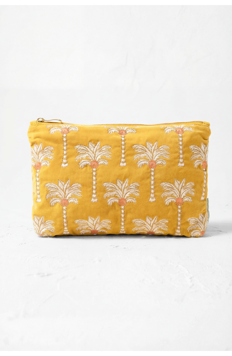 Elizabeth Scarlett Sunrise Palms Everyday Pouch, Main, color, Mustard Yellow