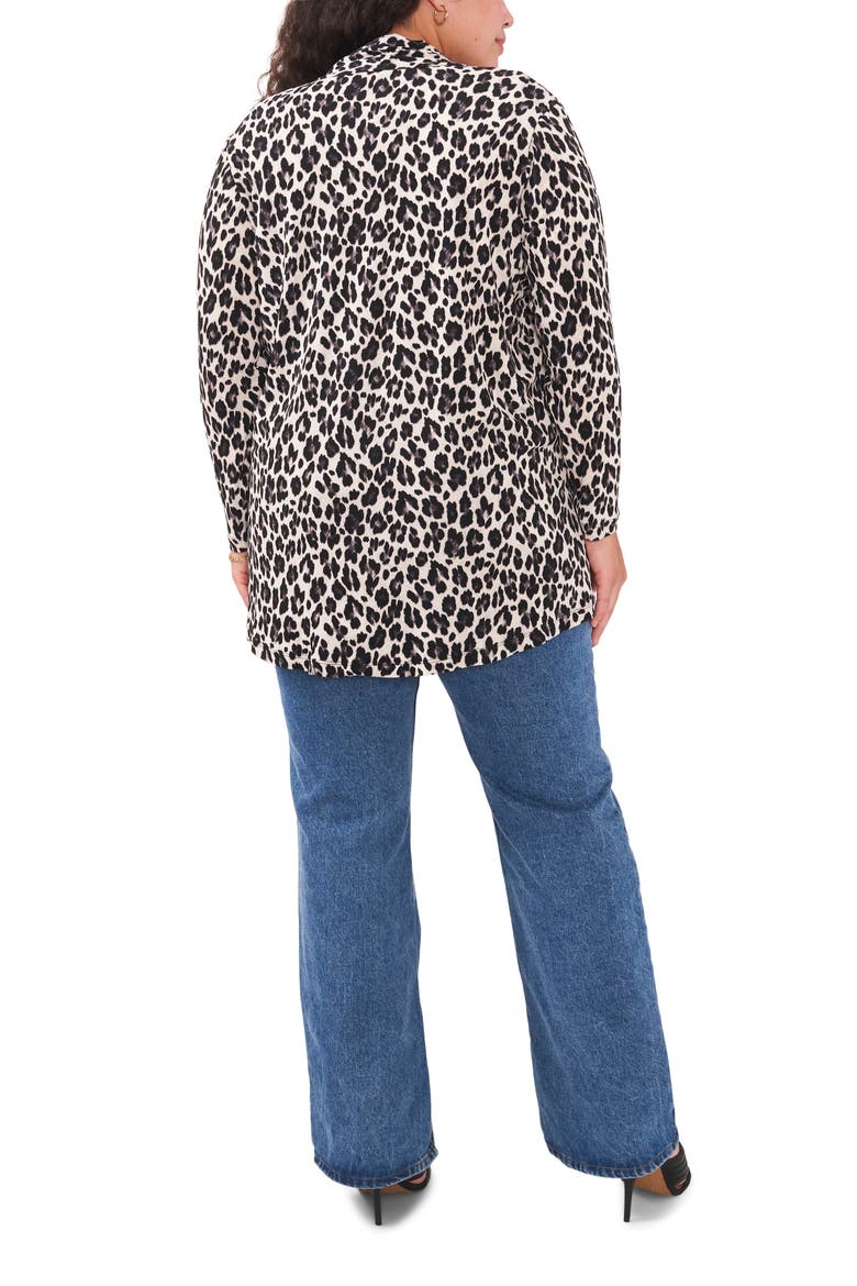 Leopard Open Front Knit Cardigan, Alternate, color, DARK PEWTER