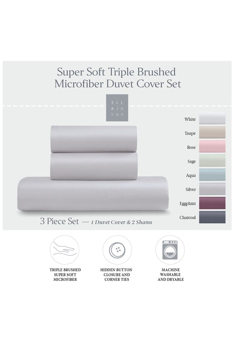 Triple Brushed Duvet Cover & Sham Set, Alternate, color, SILVER