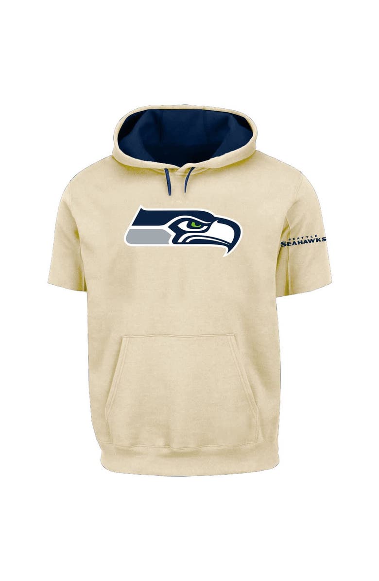 PROFILE Men's Profile Oatmeal Seattle Seahawks Big & Tall Chest Print and Logo Short Sleeve Pullover Hoodie, Main, color, Oatmeal