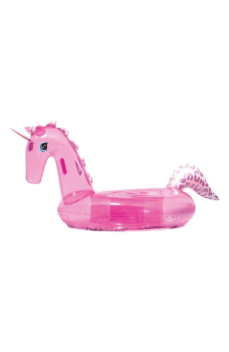 FUNBOY x Quay Clear Purple Glitter Unicorn Pool Float, Main, color,