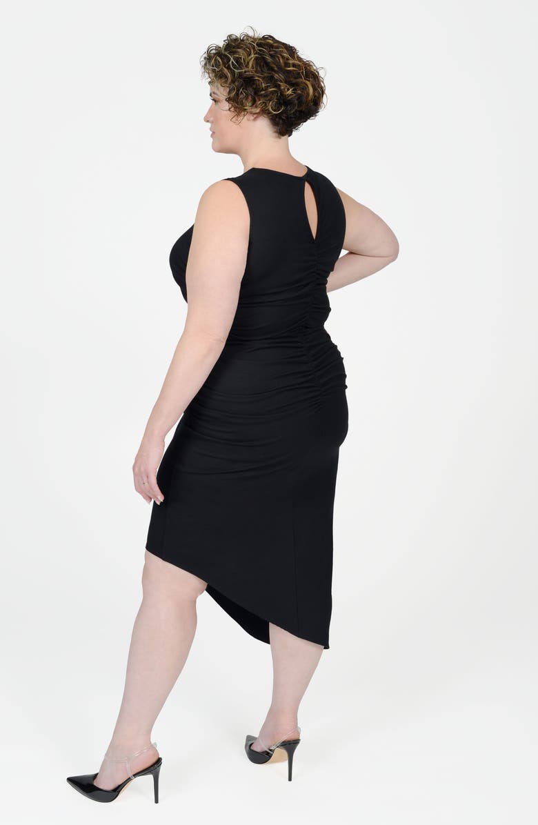 MAYES NYC Sarah Cutout Asymmetric Shirred Dress, Alternate, color, Black