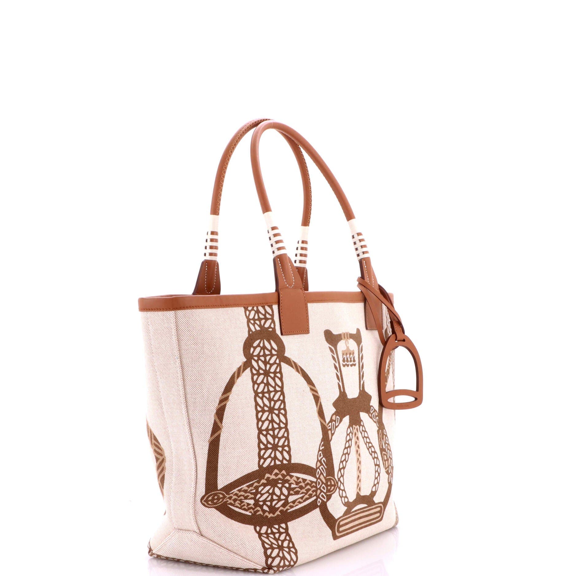 Sac Steeple Tote Printed Toile with Leather 28, Alternate, color, Gold