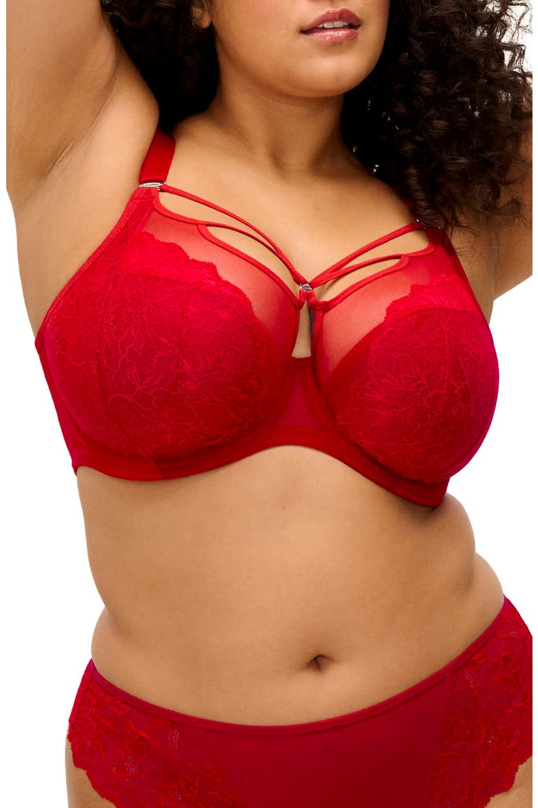 Brianna Underwire Strappy Plunge Bra, Main, color, HAUTE RED