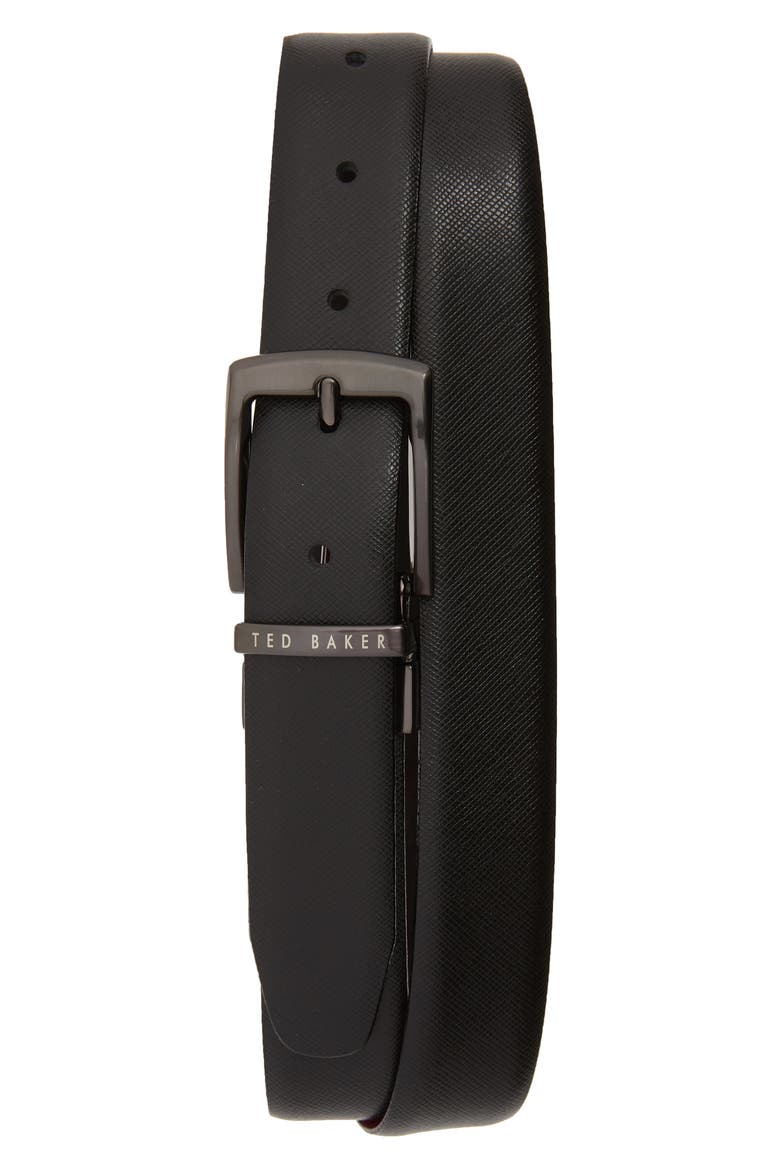 Reversible Leather Belt, Main, color, BLACK