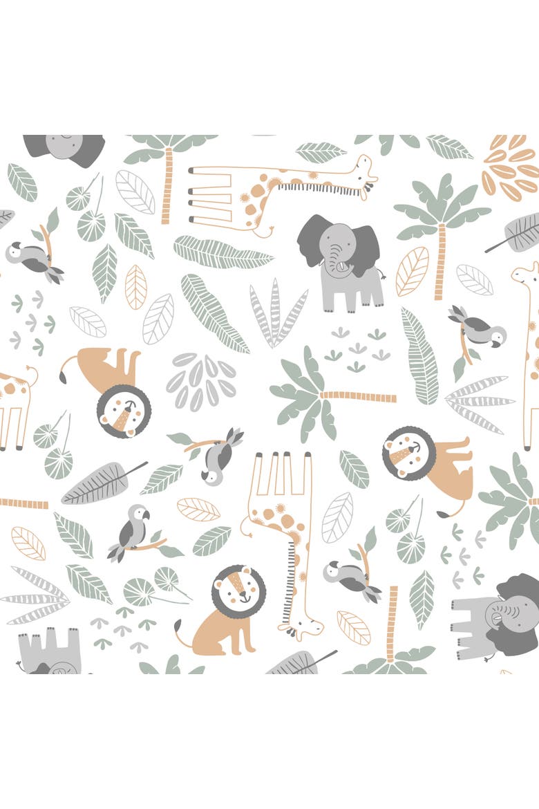 Jungle Friends 100% Cotton Safari Animals Baby Fitted Crib Sheet, Alternate, color, White Multicolor
