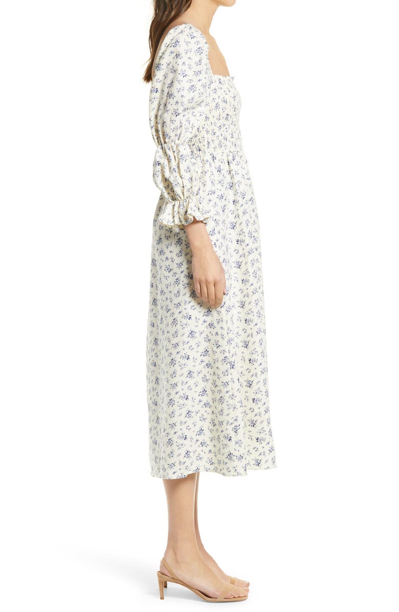 Reformation Hyland Smocked Puff Sleeve Dress, Alternate, color,