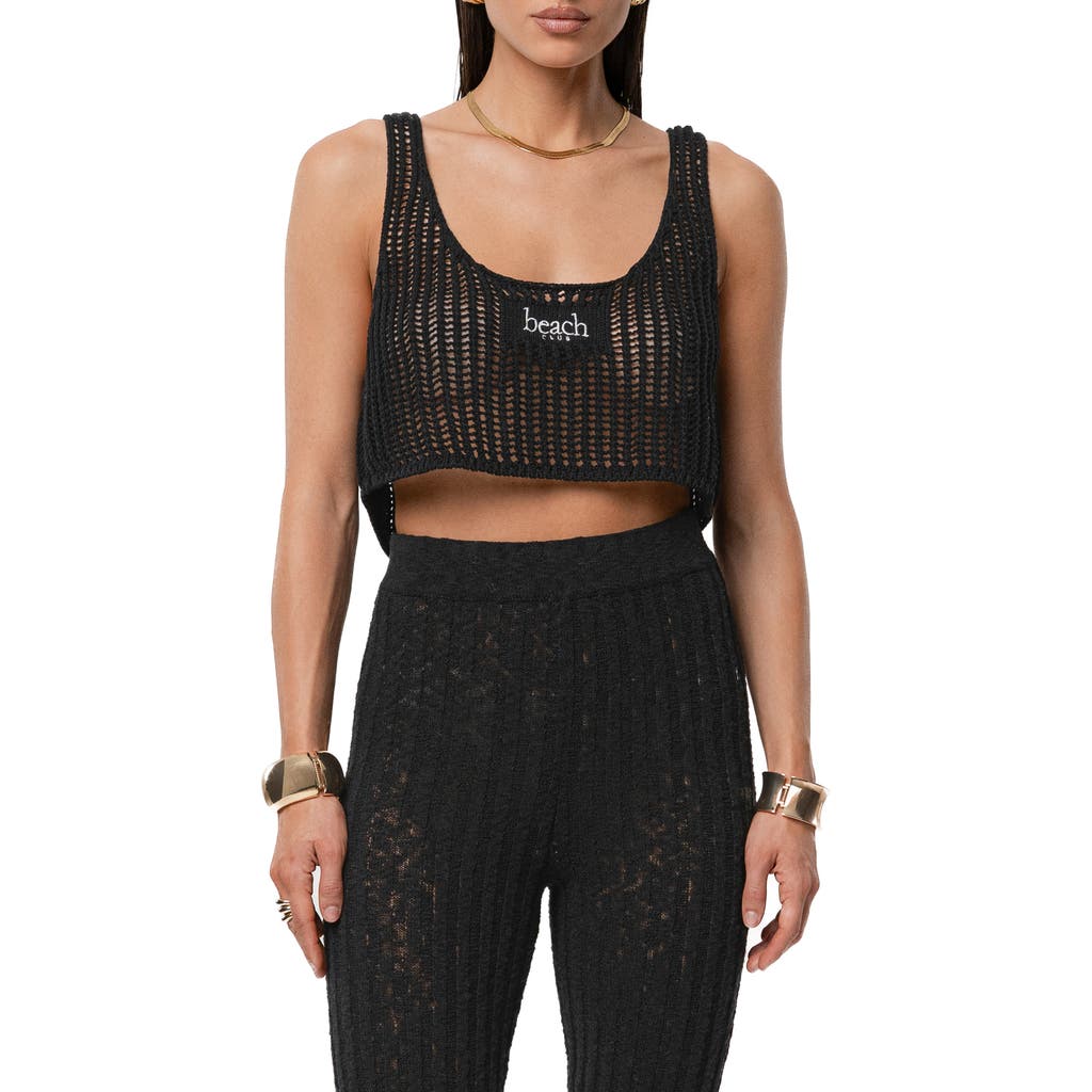 Jluxlabel Island Nights Open Knit Crop Top In Black