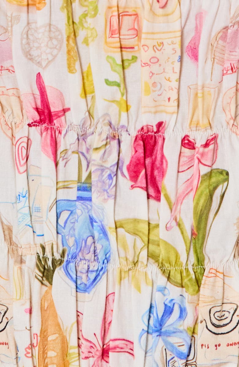 VICI Collection Eliza Floral Smocked Cotton Top, Alternate, color, Cream Multi