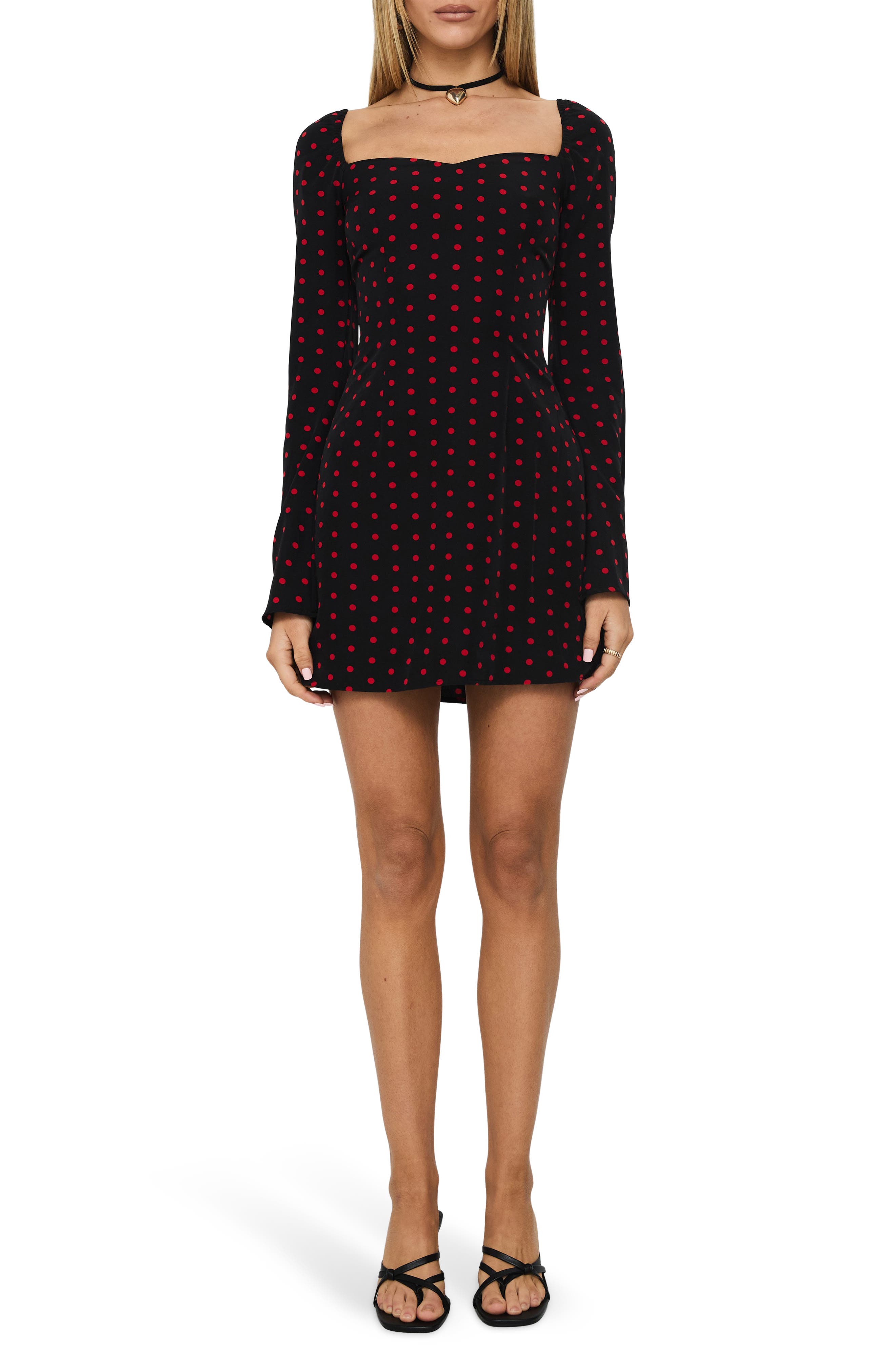 Addisen Polka Dot Long Sleeve Minidress (Women) | Nordstrom
