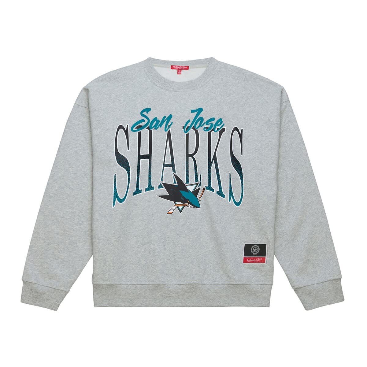 Mitchell & Ness Heather Gray San Jose Sharks Hockey Night Sweatshirt