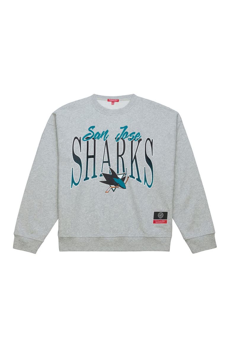 Women's Mitchell & Ness  Heather Gray San Jose Sharks Hockey Night Sweatshirt, Main, color, Heather Gray