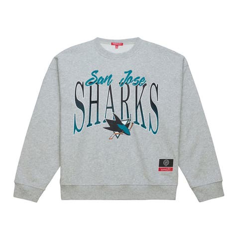 Women's Mitchell & Ness  Heather Gray San Jose Sharks Hockey Night Sweatshirt