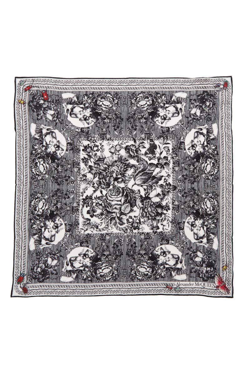 McQueen Alexander McQueen Deck of Skulls Silk Bandana, Main, color,
