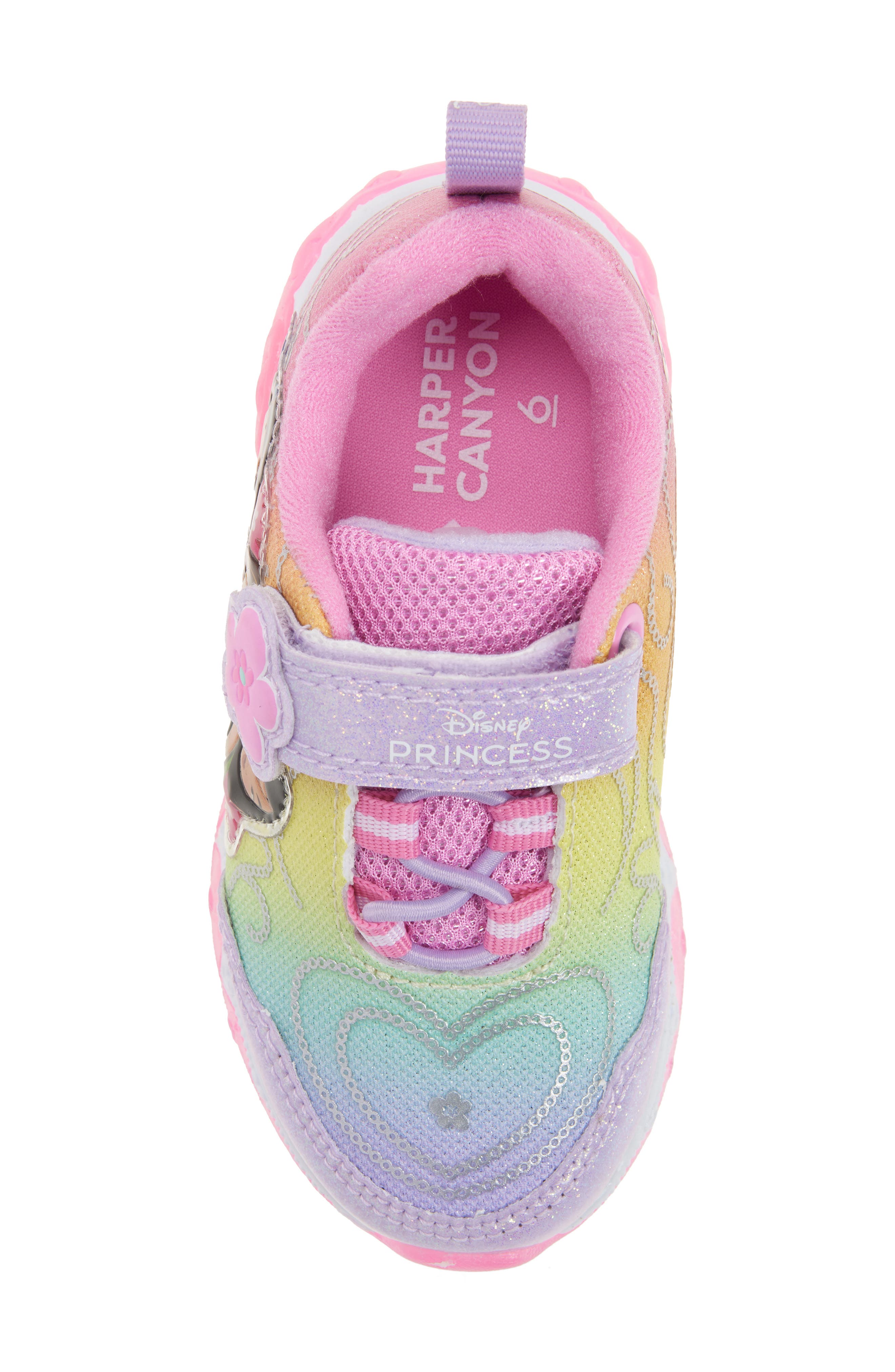 Harper Canyon Kids' Disney Princess Light-Up Sneaker, Alternate, color, Pink Multi