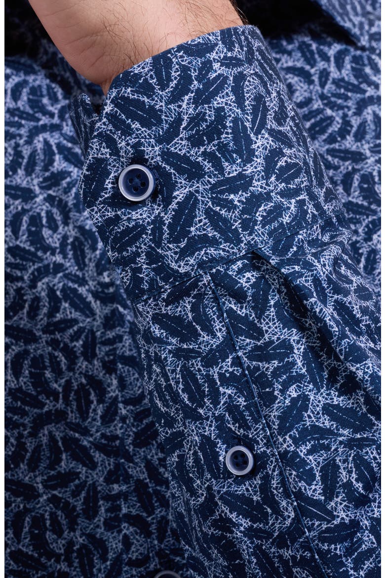 James OoohCotton® Leaf Print Button-Up Shirt, Alternate, color, NAVY