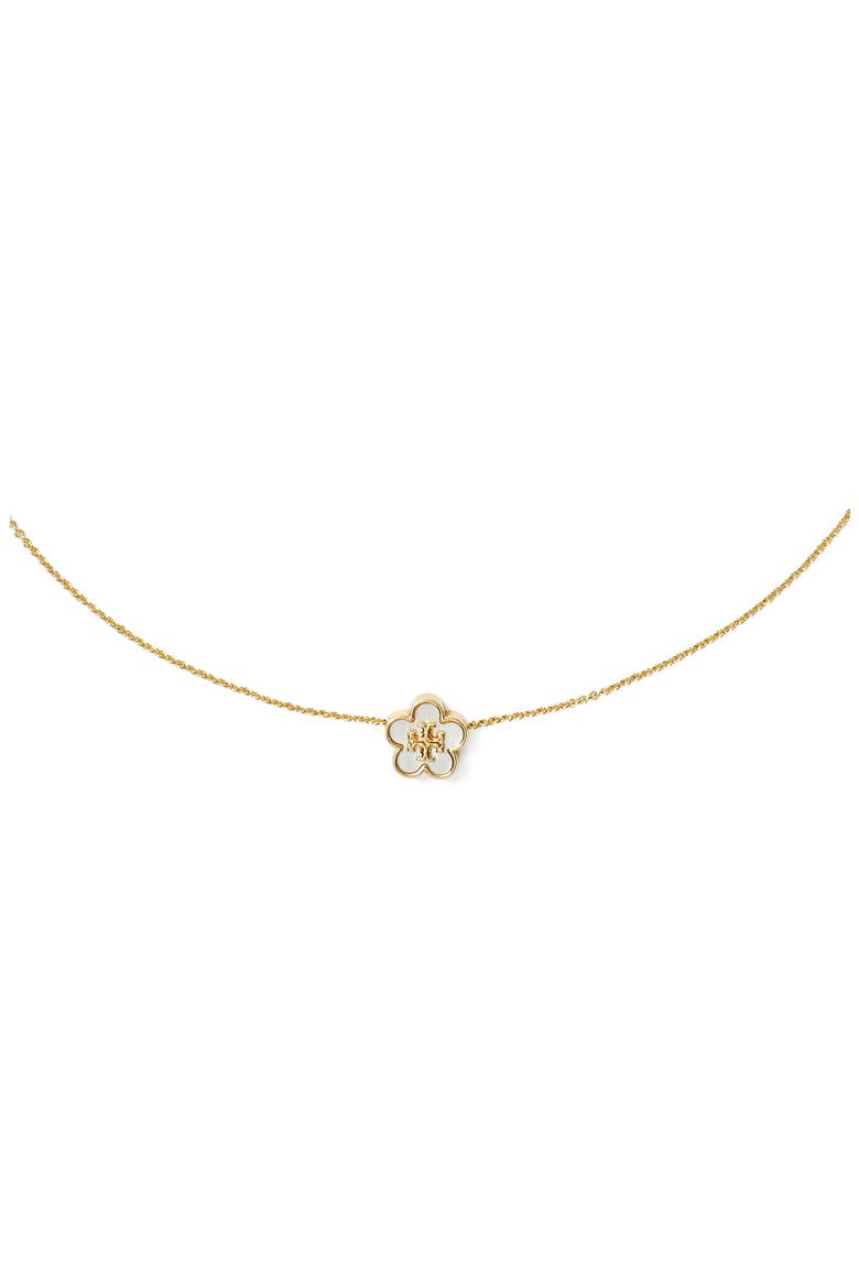 Forget Me Not Mother of Pearl Pendant Necklace, Alternate, color, TORY GOLD / MOTHER OF PEARL