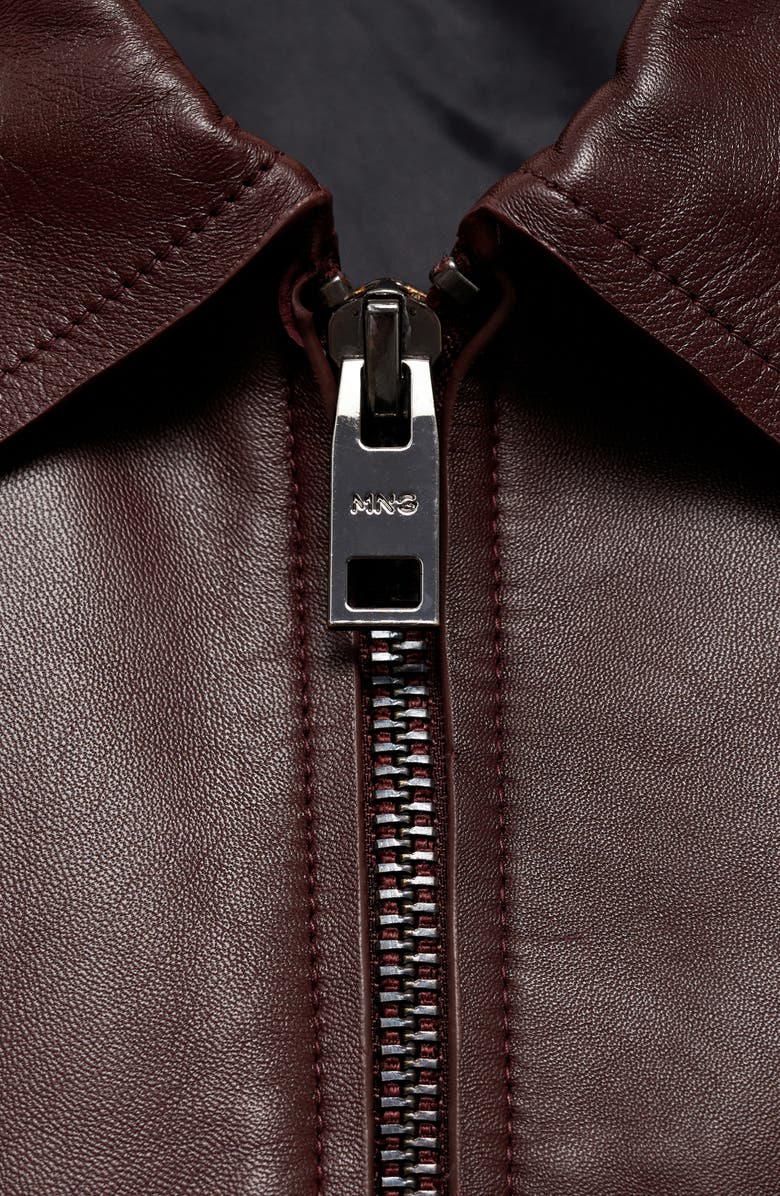 MANGO Leather Moto Jacket, Alternate, color, 