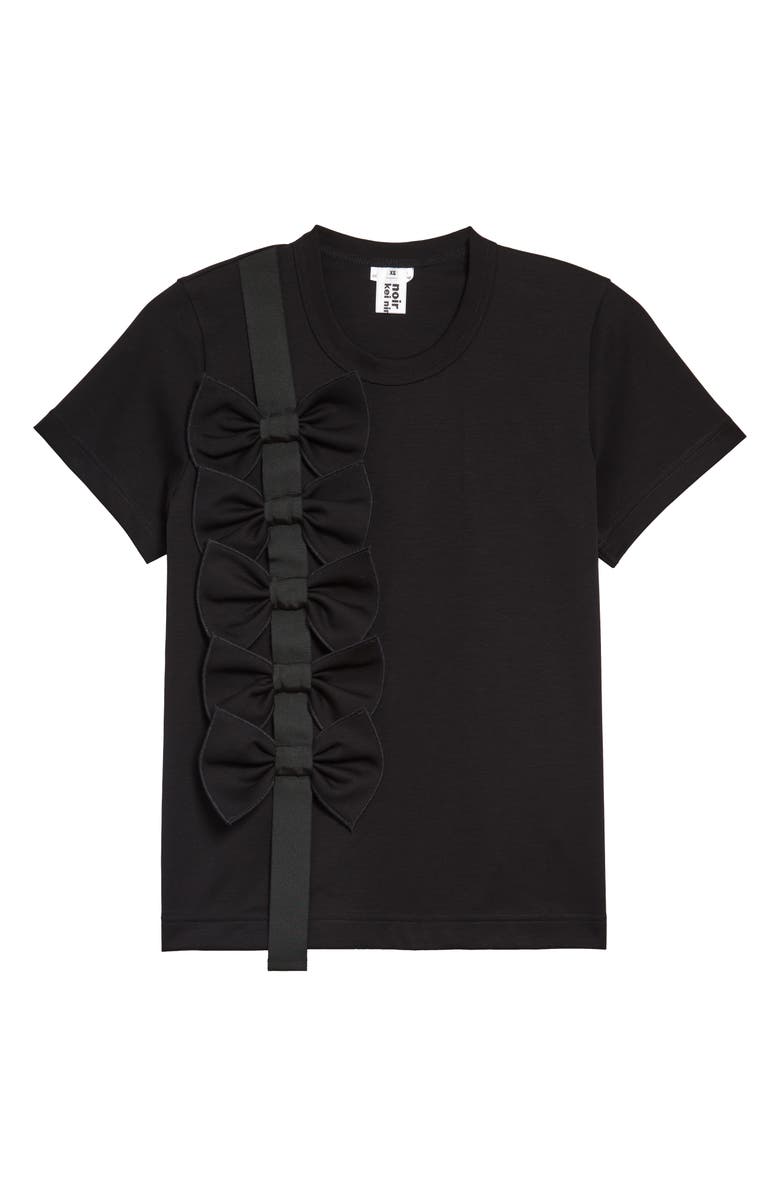 Noir Kei Ninomiya Bow Detail Cotton Ponté T-Shirt, Main, color,