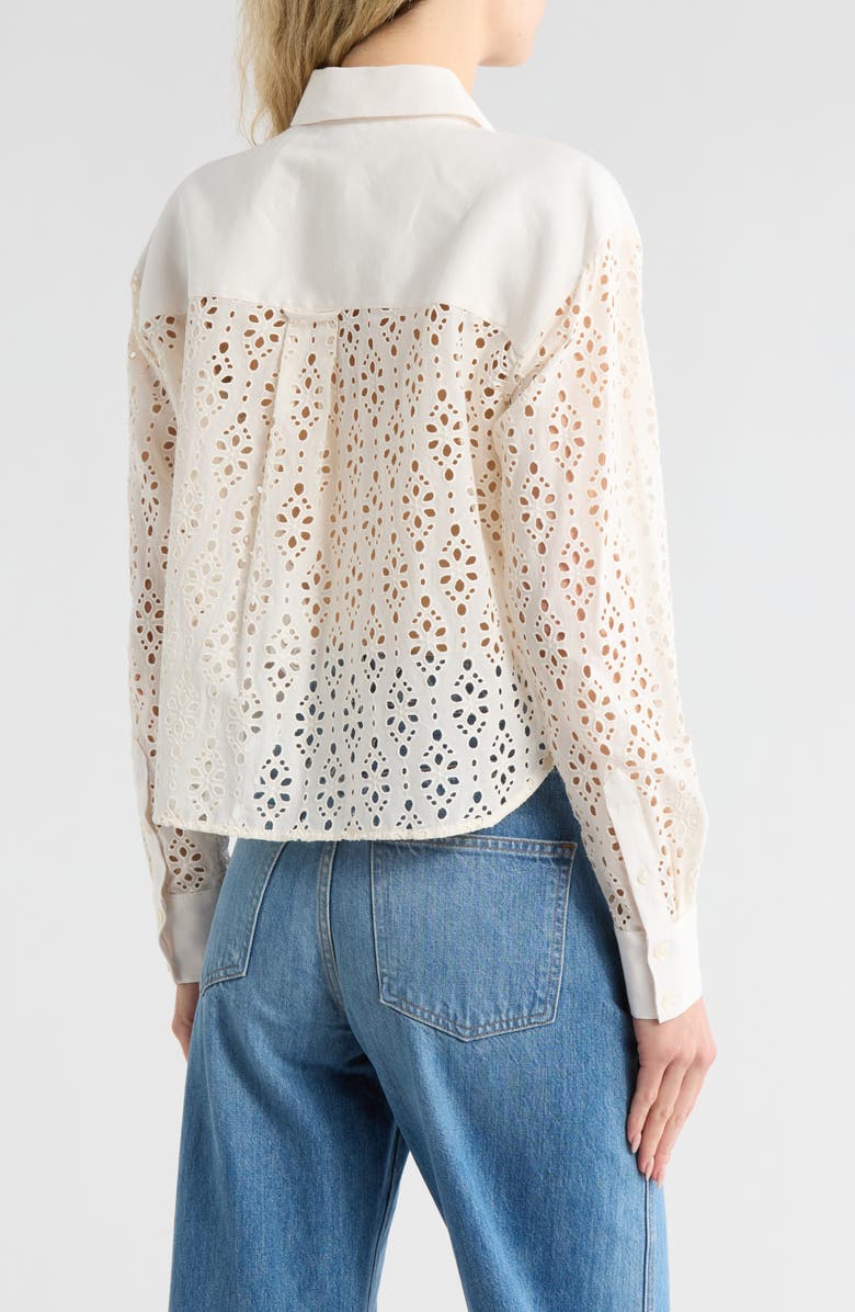 Veronica Beard Aderes Eyelet Embroidered Cotton Button-Up Shirt, Alternate, color, 