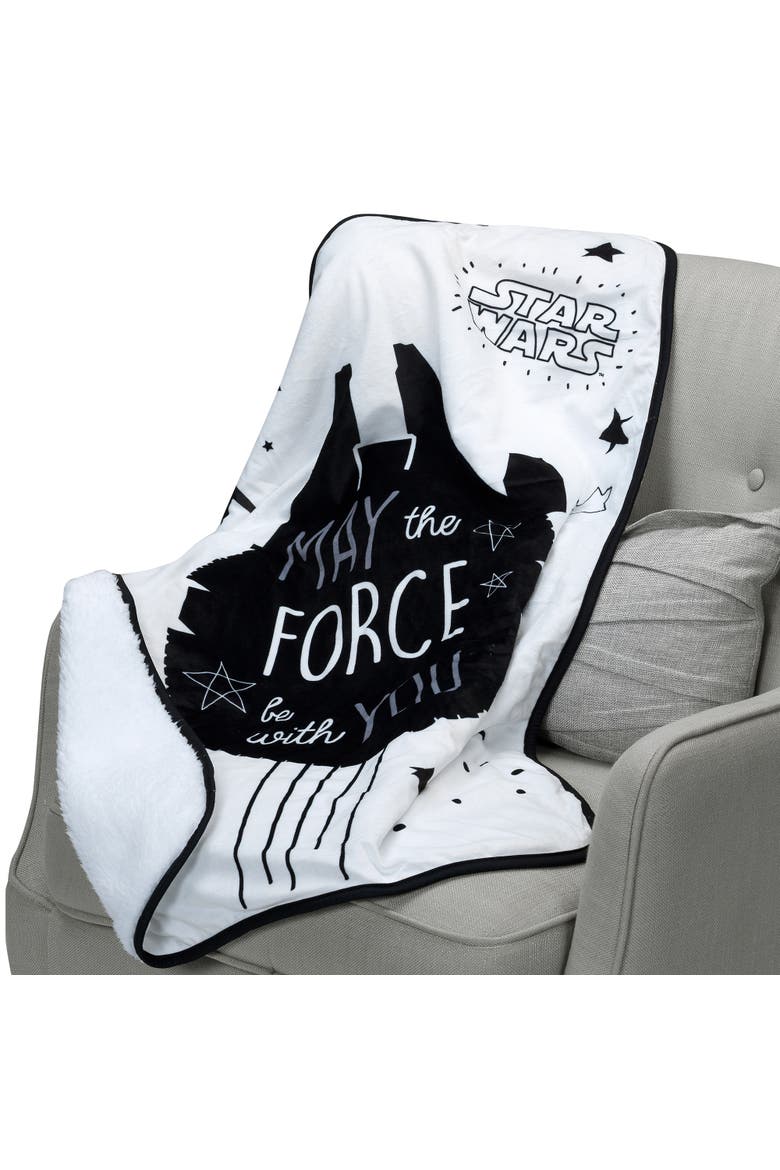 Star Wars Millennium Falcon Soft Faux Shearling Baby Blanket, Alternate, color, White