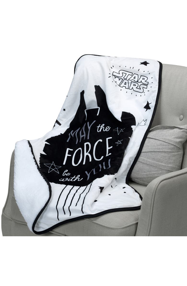 Lambs & Ivy Star Wars Millennium Falcon Soft Faux Shearling Baby Blanket, Alternate, color, White