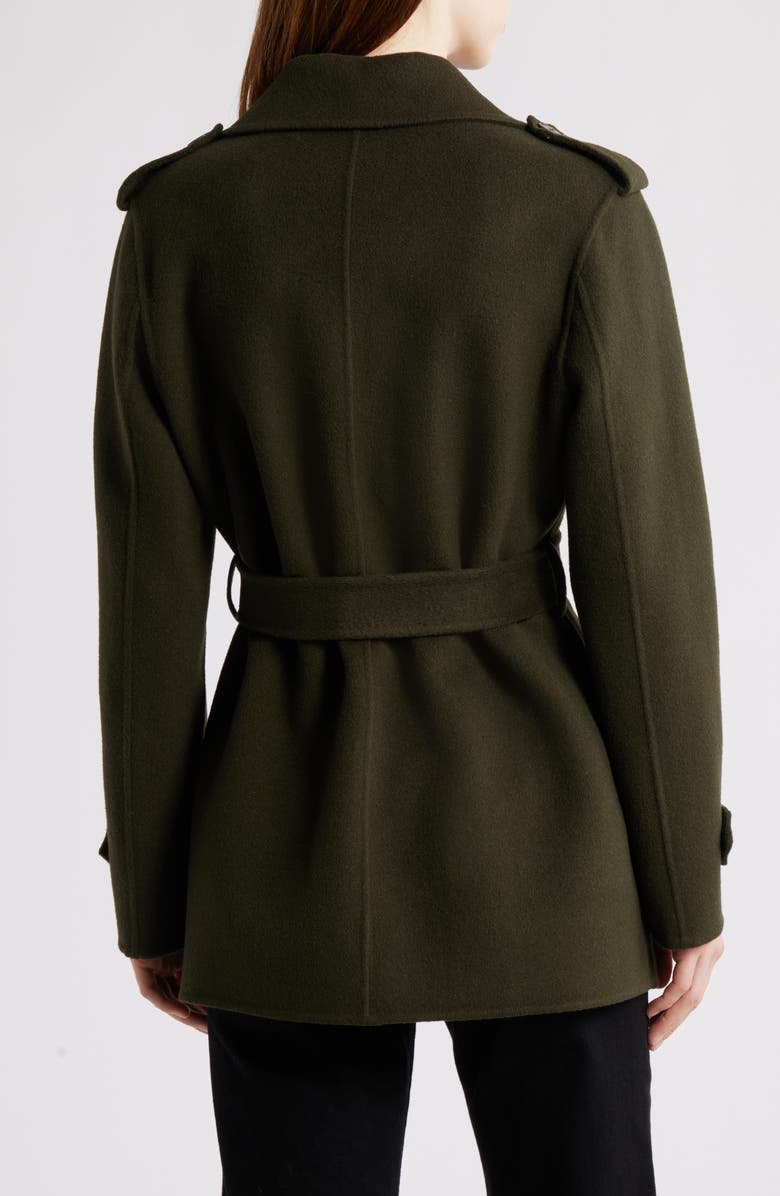 Michael Kors Double Face Wool Blend Crop Trench Coat, Alternate, color, Ivy