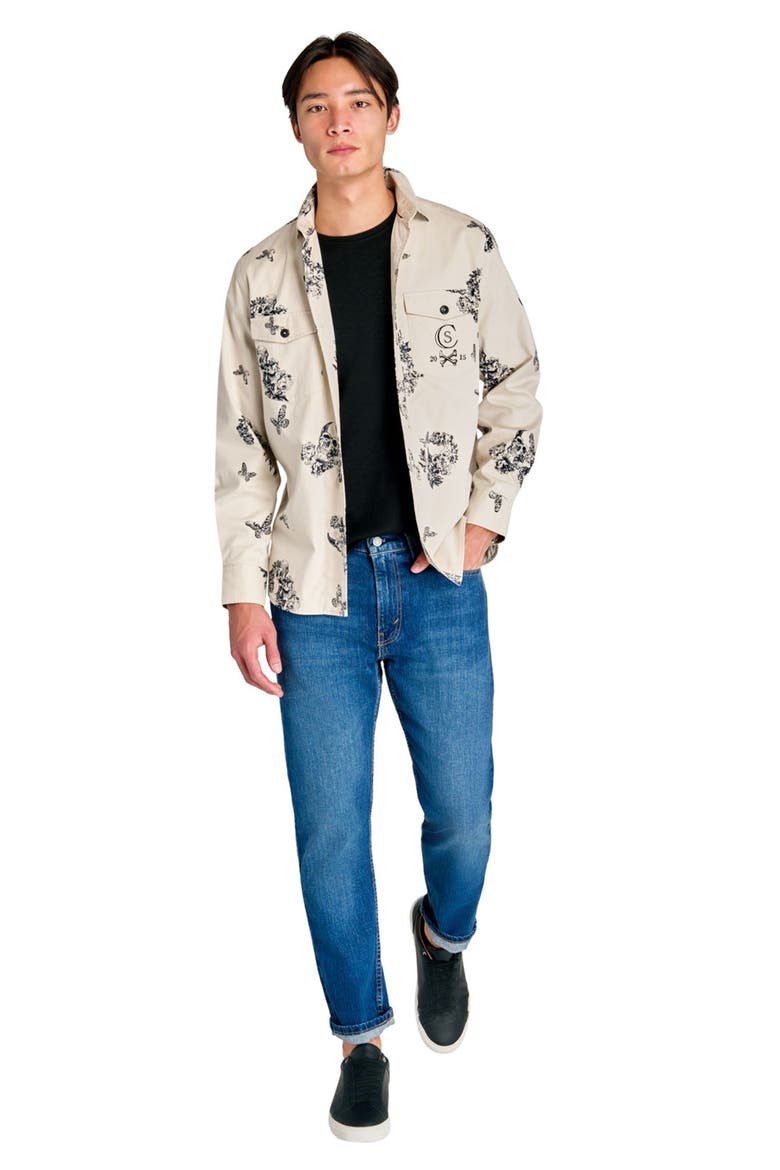 Slim Fit Skull Shirt Jacket, Alternate, color, ECRU