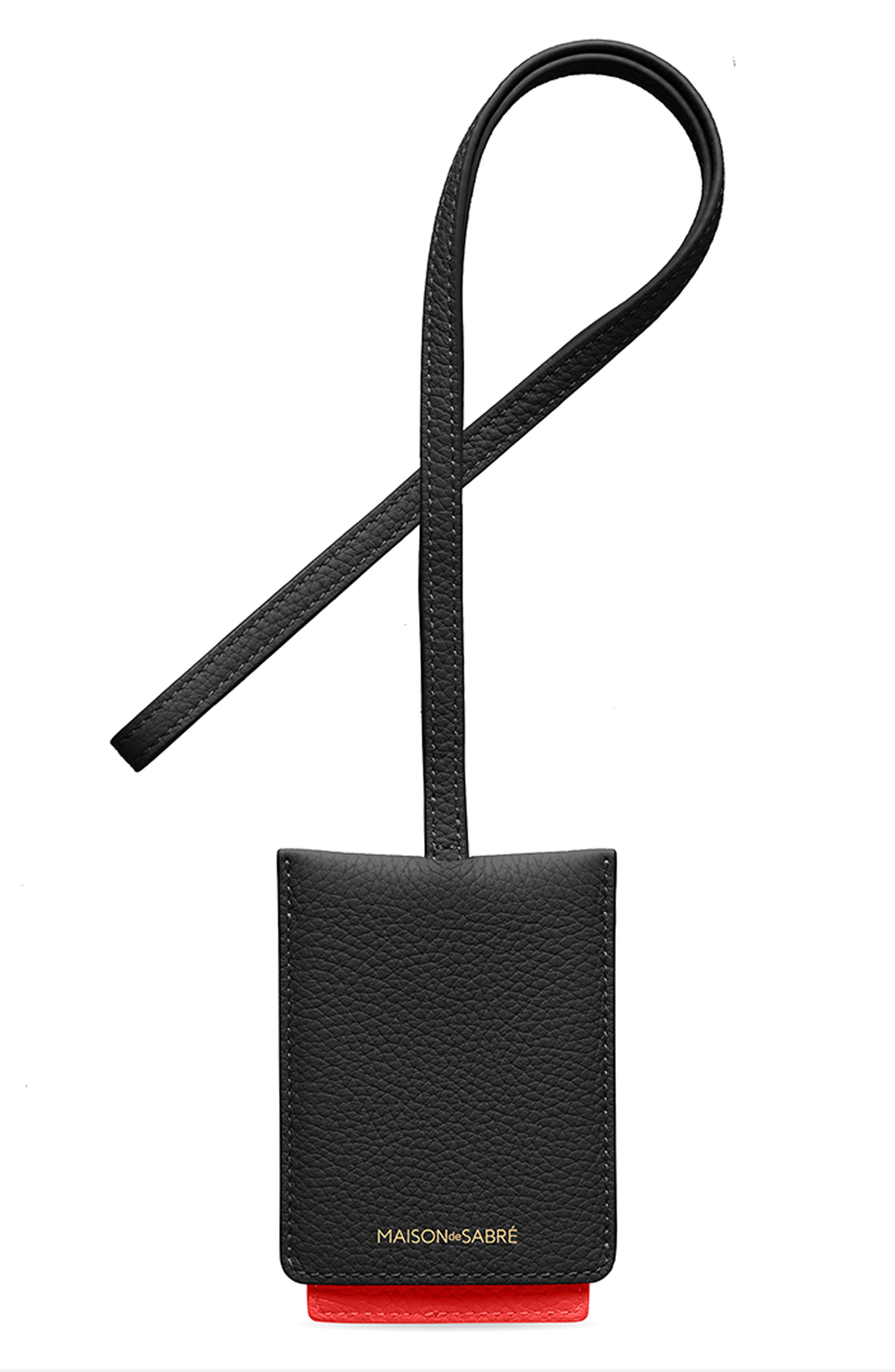 MAISON de SABRÉ Leather ID Lanyard, Alternate, color, Rouge Noir