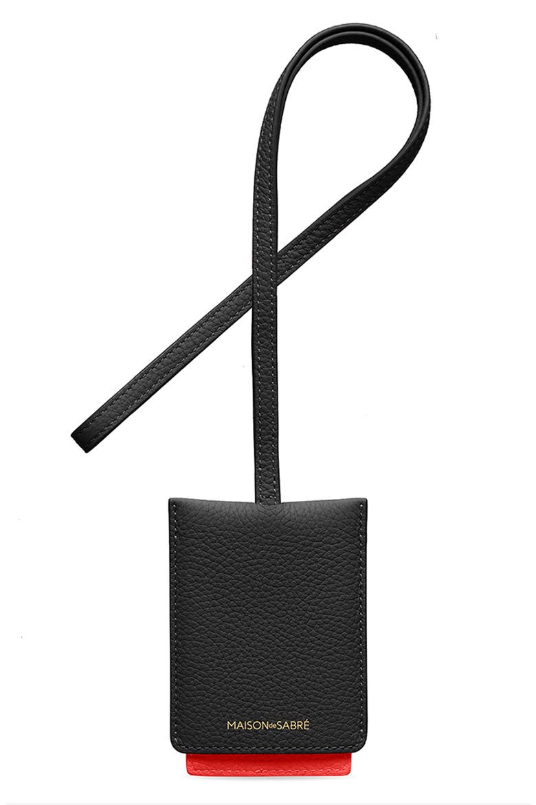 Leather ID Lanyard, Alternate, color, Rouge Noir