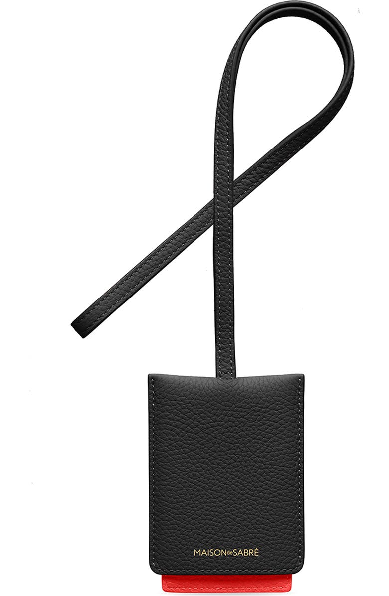 MAISON de SABRÉ Leather ID Lanyard, Alternate, color, Rouge Noir