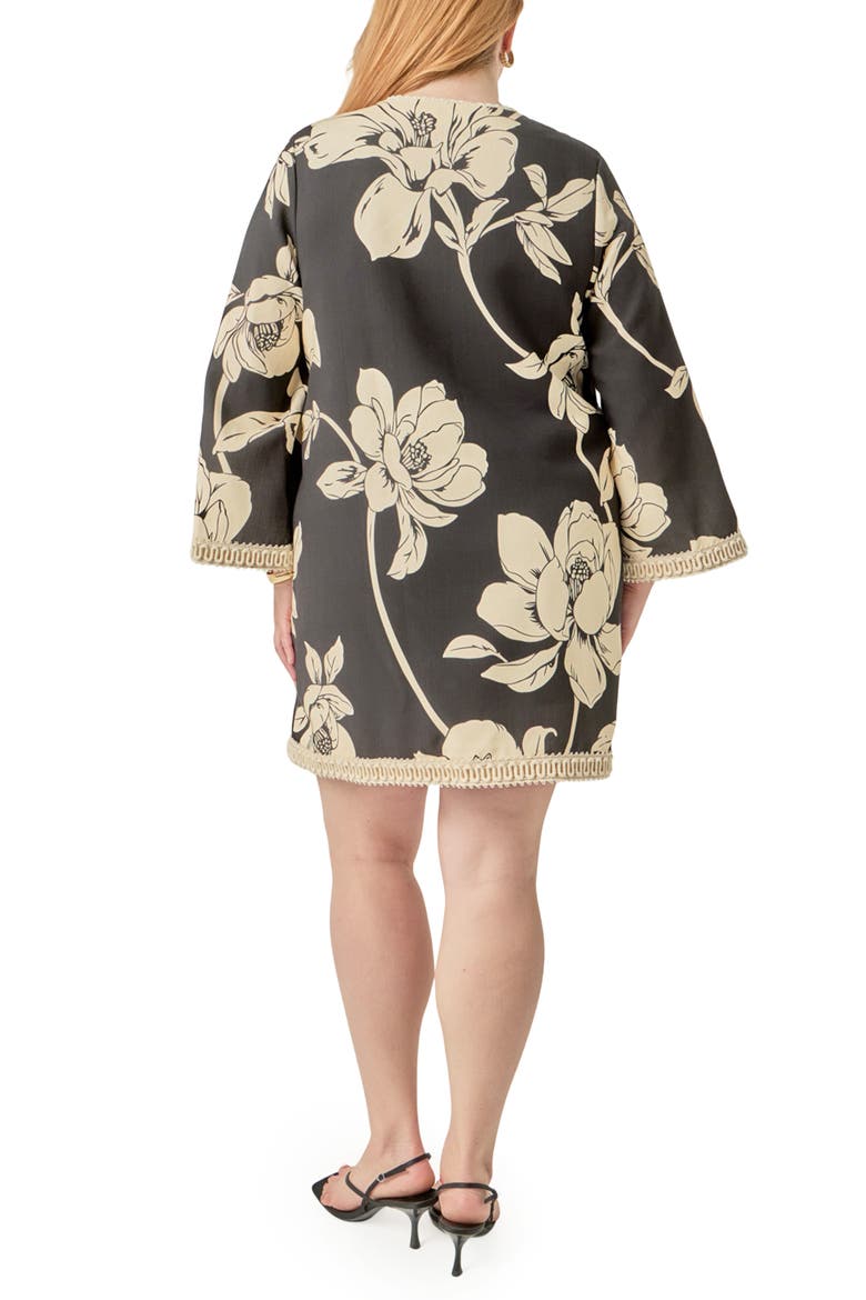 Floral Cotton Minidress, Alternate, color, BLACK/ CREAM