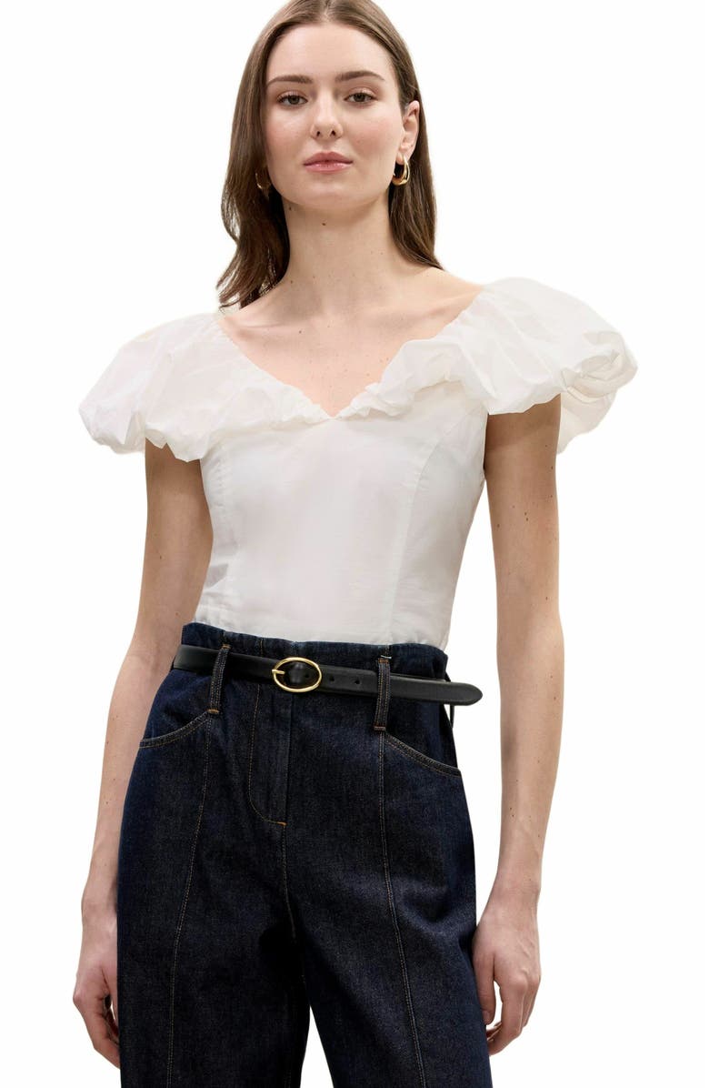 Rebecca Taylor Yara Poplin Top, Alternate, color, Milk