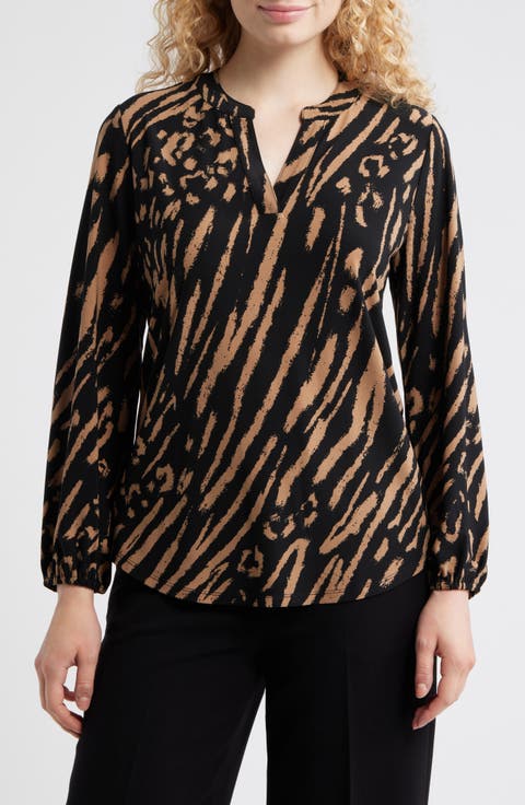 Printed Split Neck Top (Petite)