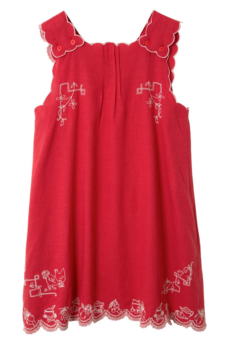 Natalina Embroidered Sleeveless Dress, Alternate, color, RED