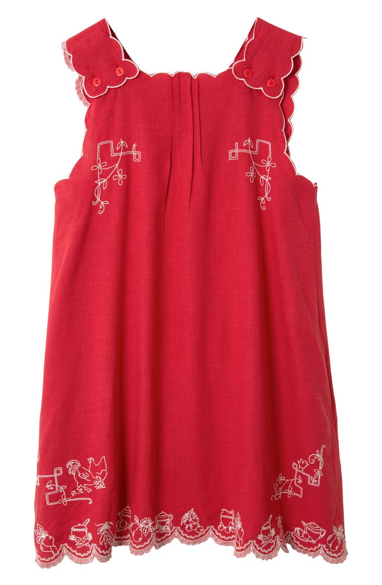 Damson Madder Natalina Embroidered Sleeveless Dress, Alternate, color, Red