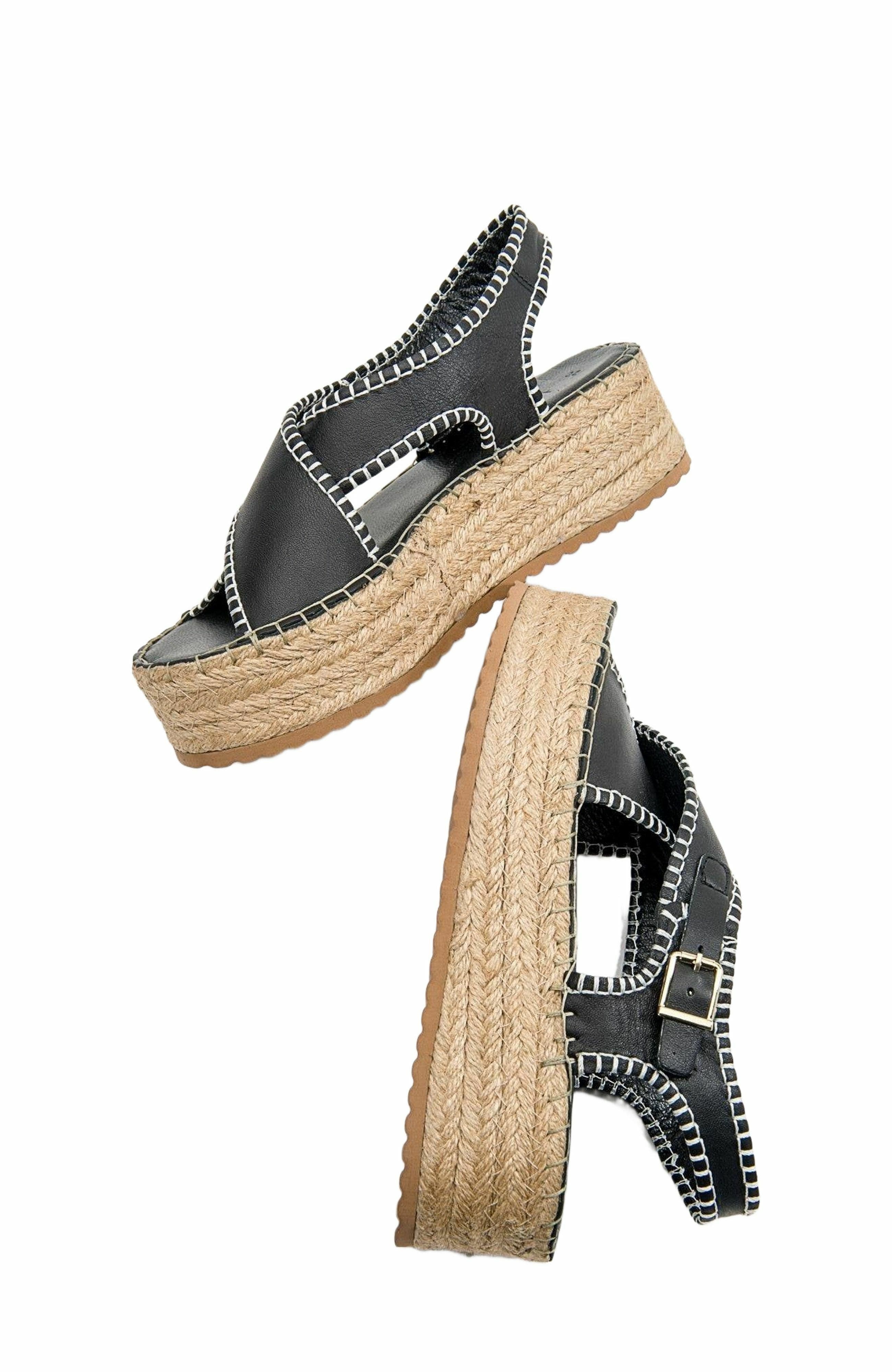 Forever & Always Shoes Bellezza Leather Platform Sandal, Alternate, color, Black Leather