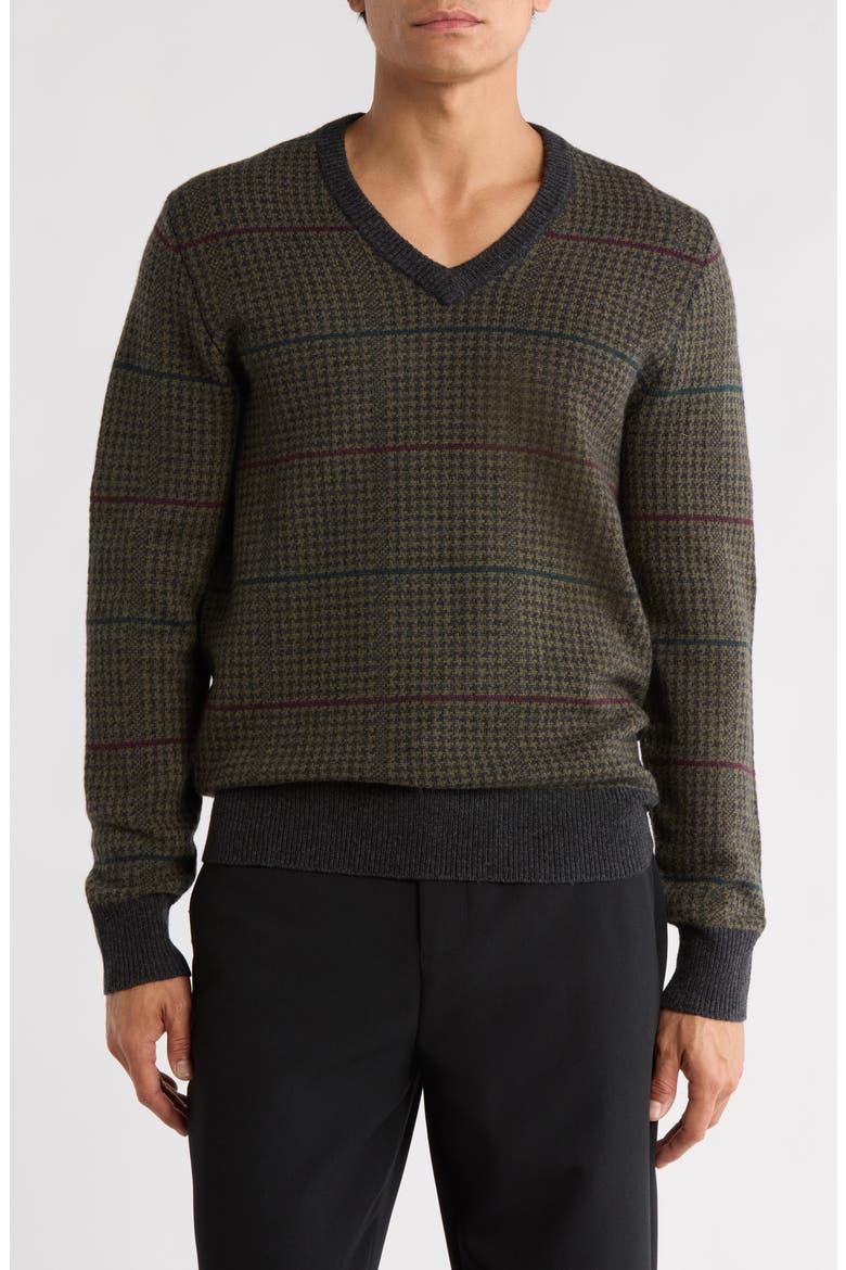 Vintage Houndstooth Sweater, Main, color, GREYTANHNDSTOOTHPLAID