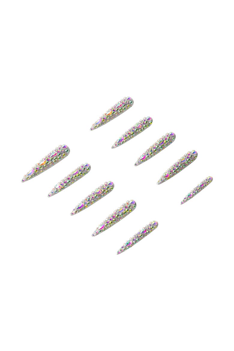 Diamond Dust Luxury Handmade Press On Nails, Alternate, color, metallic silver