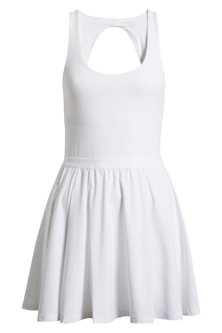 Score Pleated Minidress, Alternate, color, TRUE WHITE