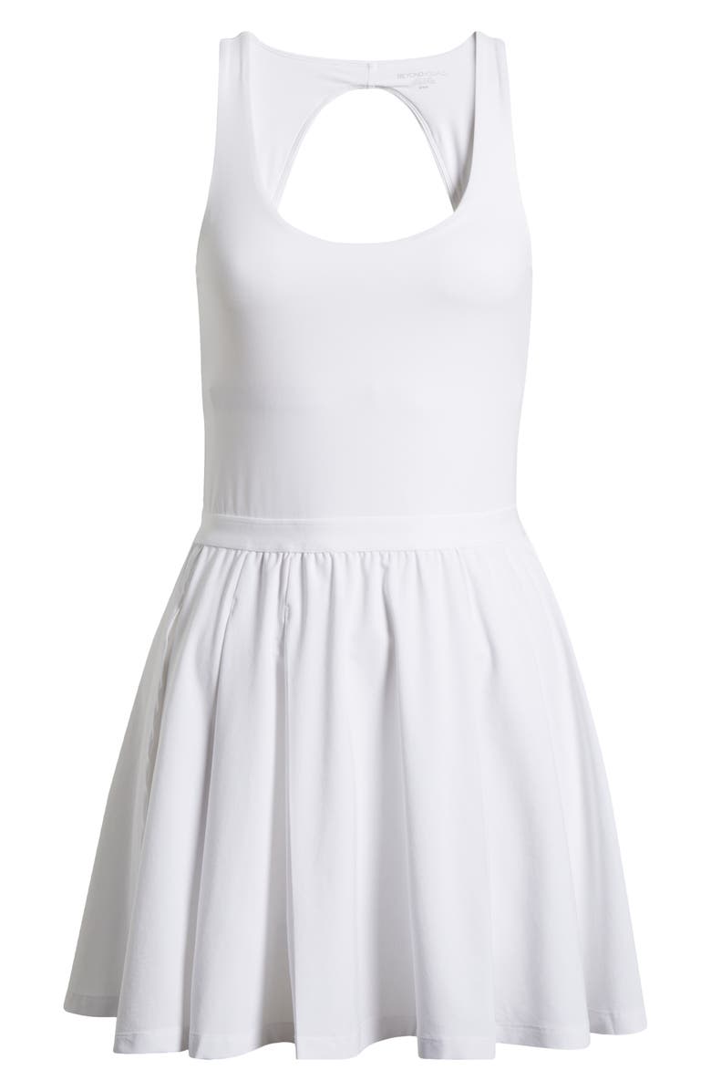Beyond Yoga Score Pleated Minidress, Alternate, color, True White