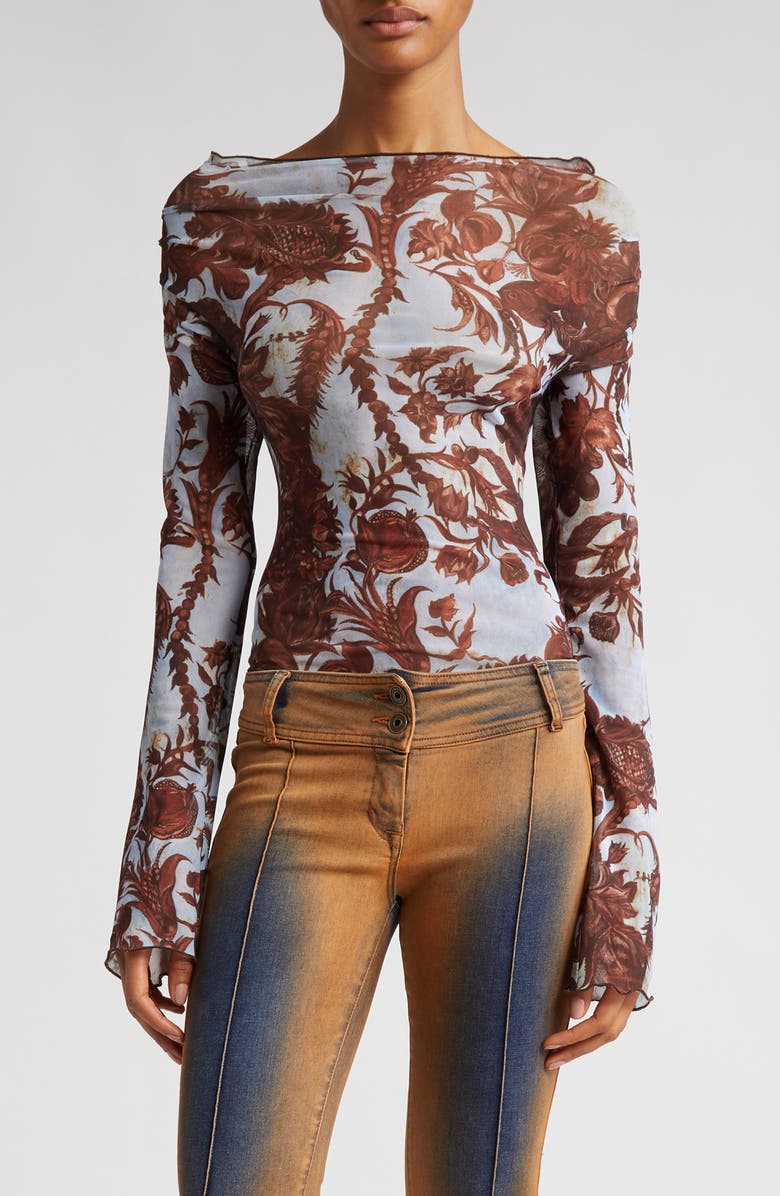 Knwls Floral Mesh Top, Main, color,