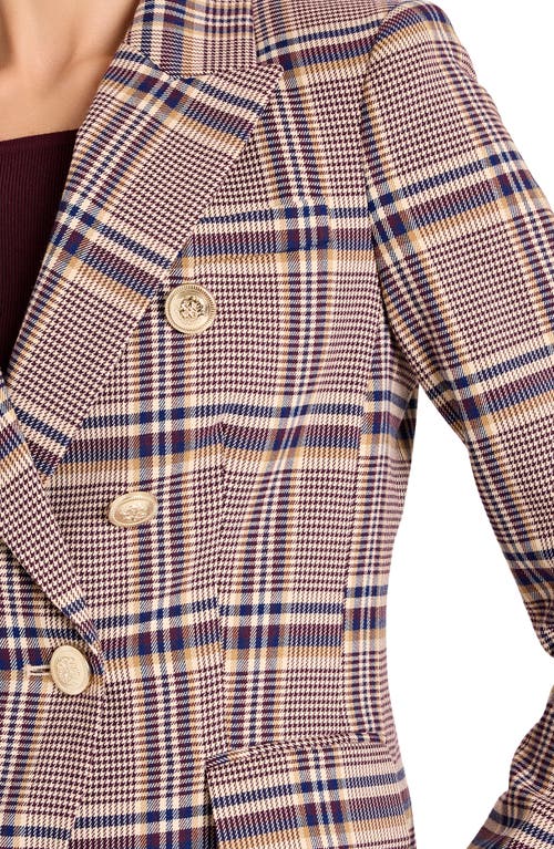 Tahari Asl Plaid Double Breasted Blazer In Multi