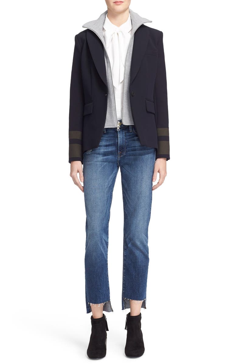 FRAME 'Le High Straight' High Rise Staggered Hem Jeans, Alternate, color,