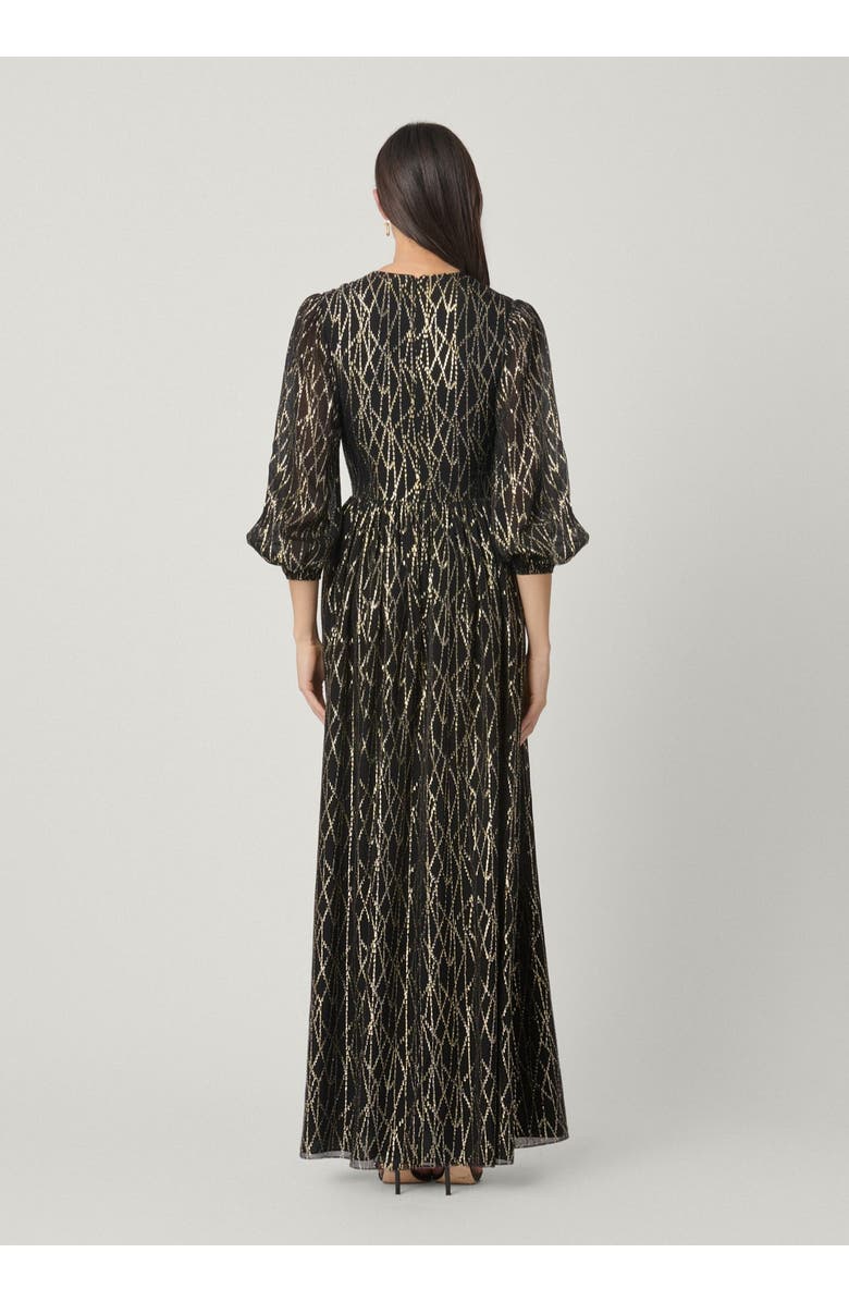 Shoshanna Midnight Rosalie Lurex Clip Chiffon Dress, Alternate, color, Jet/Gold