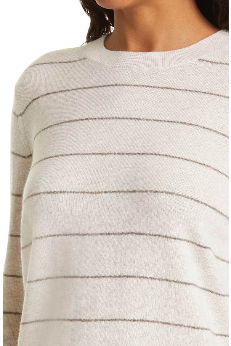 Stripe Wool & Cashmere Sweater, Alternate, color, HEATHER CREAM/ HEATHER CARIBOU