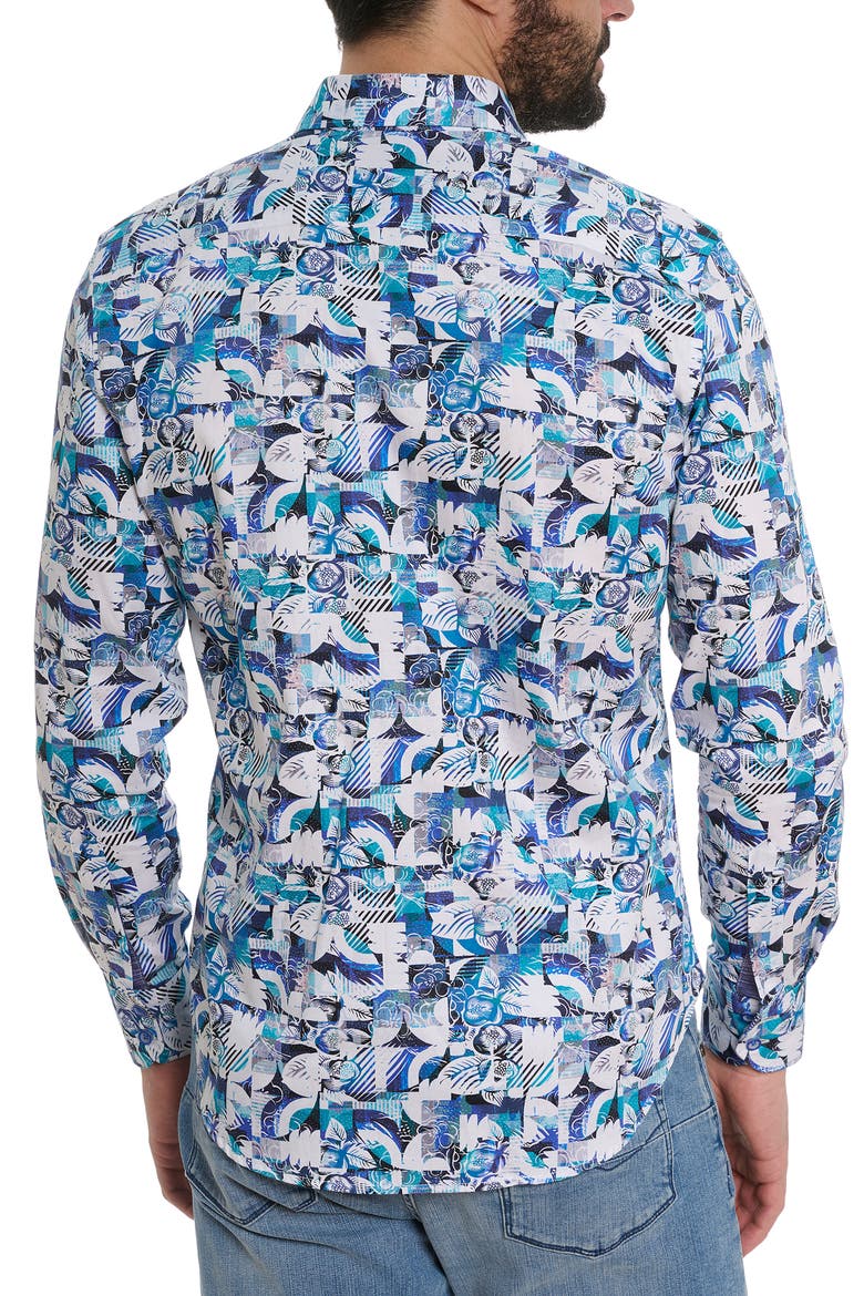 Floral Checks Print Long Sleeve Shirt, Alternate, color, BLUE MULTI